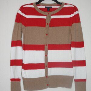 Tommy Hilfiger Women's Long Sleeve Button Front Striped Cardigan Sweater M B68